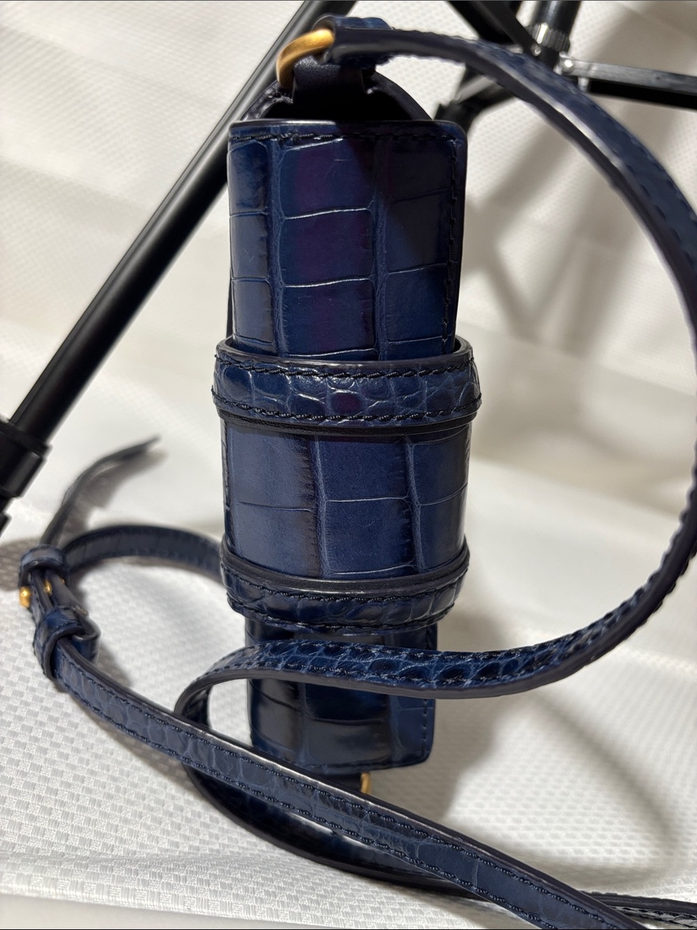 Tory Burch Navy Croc-Embossed Mini Crossbody with Gold Hardware - Picture 4 of 5